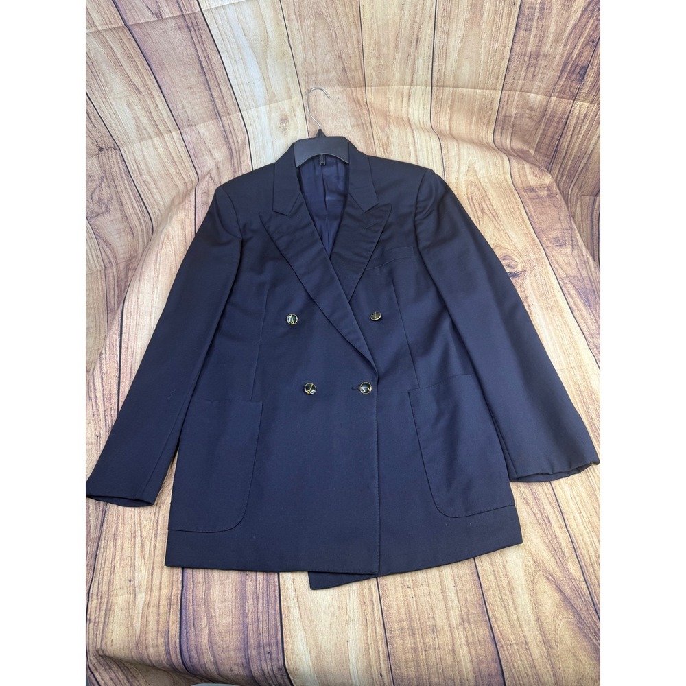 Vintage Gucci Navy Blue Wool Double Breasted Blazer Jacket Made in Italy